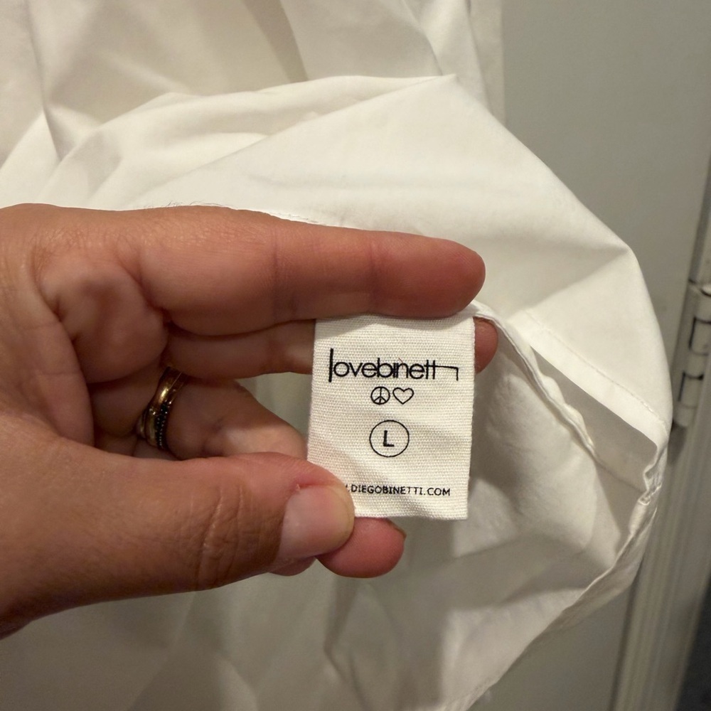 love binetti emma white shirt sz L - Picture 6 of 7